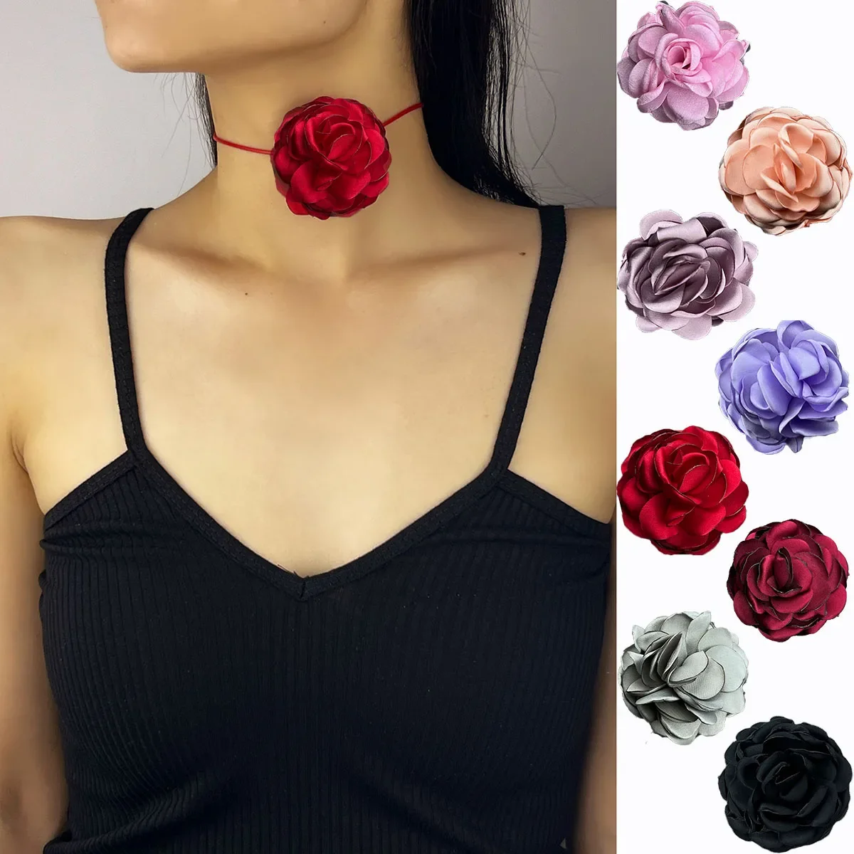 Elegant Rose Multi-layer Flower Clavicle Chain Necklace Women Ladies Korean Fashion Adjustable Rope Choker Y2K Accessories women jewelry