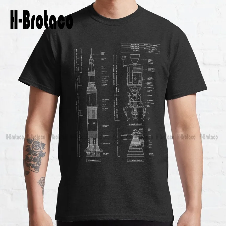 Saturn V / Apollo Crewed Lunar Expedition Lunar, Landing, Vintage, Apollo Classic T-Shirt Maglietta Oversize Xs-5Xl Regalo Personalizzato