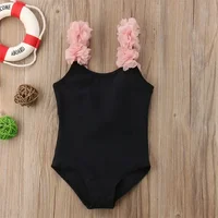 1-5Y Toddler Girls Swimsuits One Piece 2024 Fashion Beach Swimwear for Summer Bathing Suits Baby's Round Neck Ruffle Bath Bikini 2