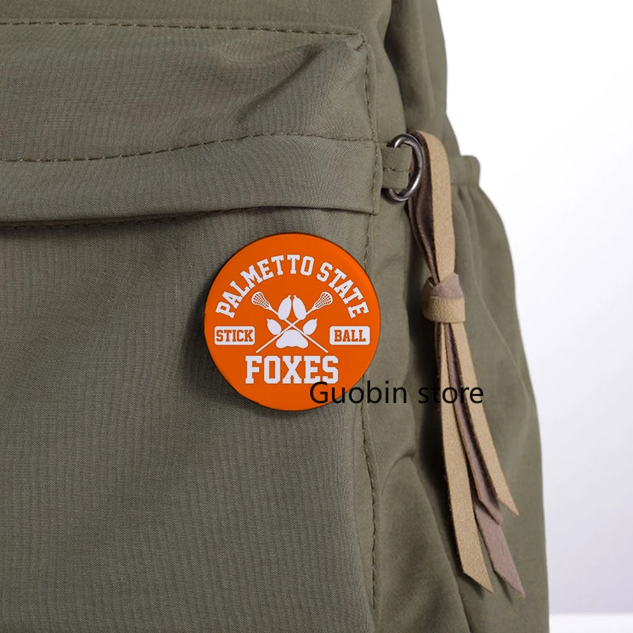 Description Picture 3 of item58mm The Foxhole Court Button Pin Foxes Palmetto State Badge Fight Because You Don Know How To Die Brooch Bag Decor Fans Gifts