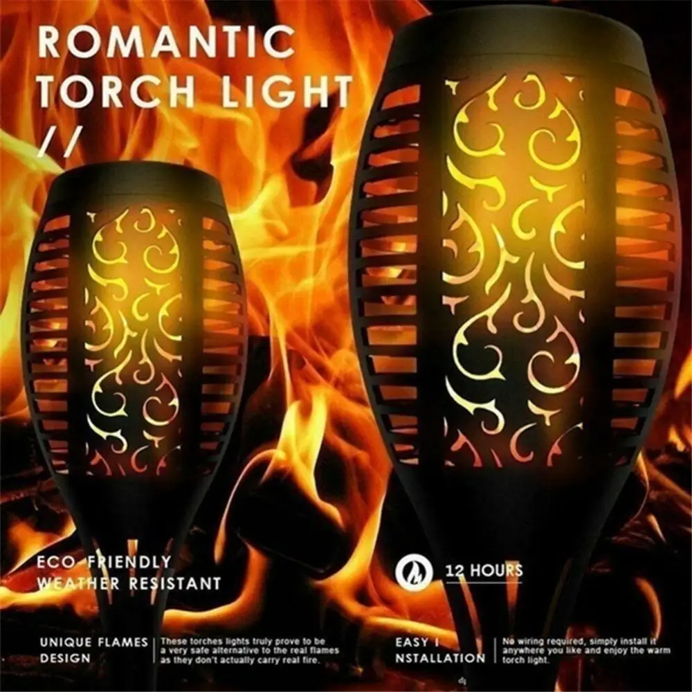 Description Picture 3 of item4/2Pcs 12LED Solar Flame Torch Light Flickering Light Waterproof Garden Decoration Outdoor Lawn Path Yard Patio Floor Lamp