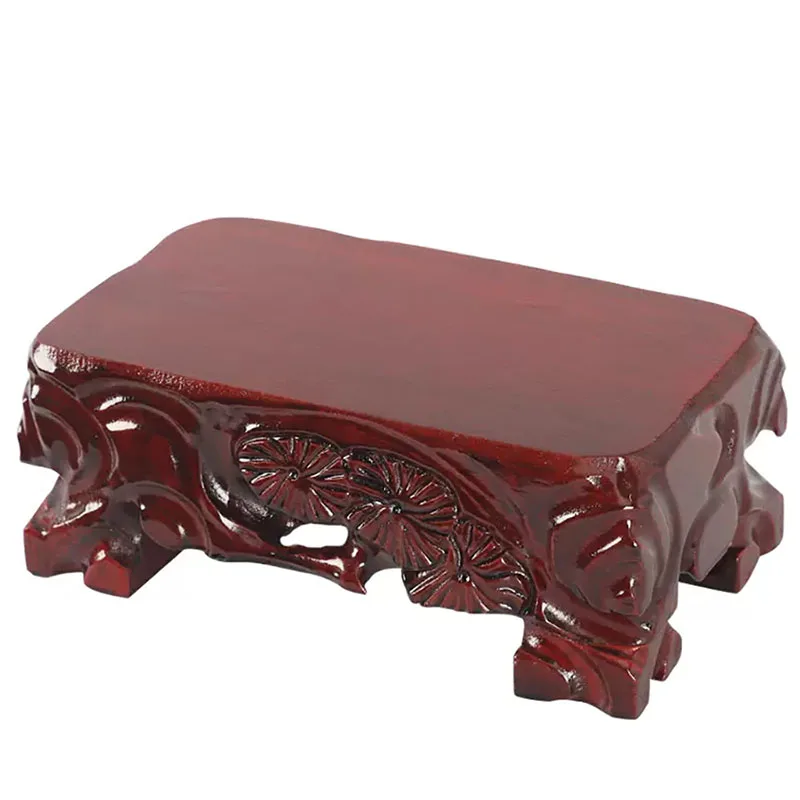 Solid Wood Oval Stone Root Carving Tray, Taishan Stone Pad, Flower Bonsai Decoration