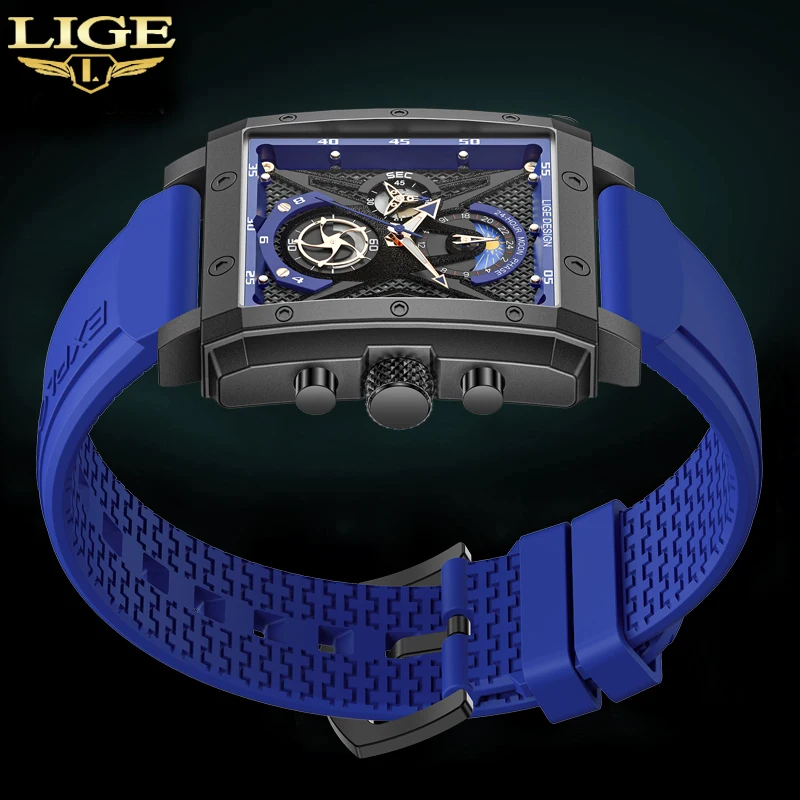 

LIGE Casual Sports Men Watches Top Brand Luxury Silicone Strap Watch for Men Casual Quartz Clock Fashion Luminous Man Wristwatch