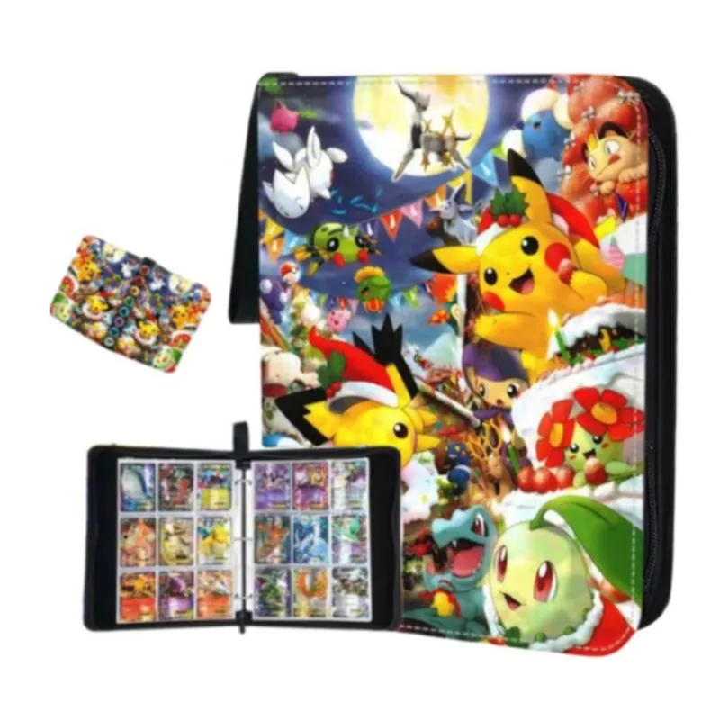 Classeur Pokémon avec fermeture éclair, porte-cartes, collection d'albums,  sac de rangement en matériau PU