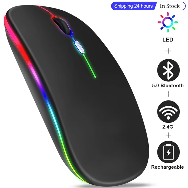 New Bluetooth Wireless Mouse with USB Rechargeable RGB Mouse for Computer Laptop PC Macbook Gaming Mouse Gamer 2.4GHz 1600DPI 1
