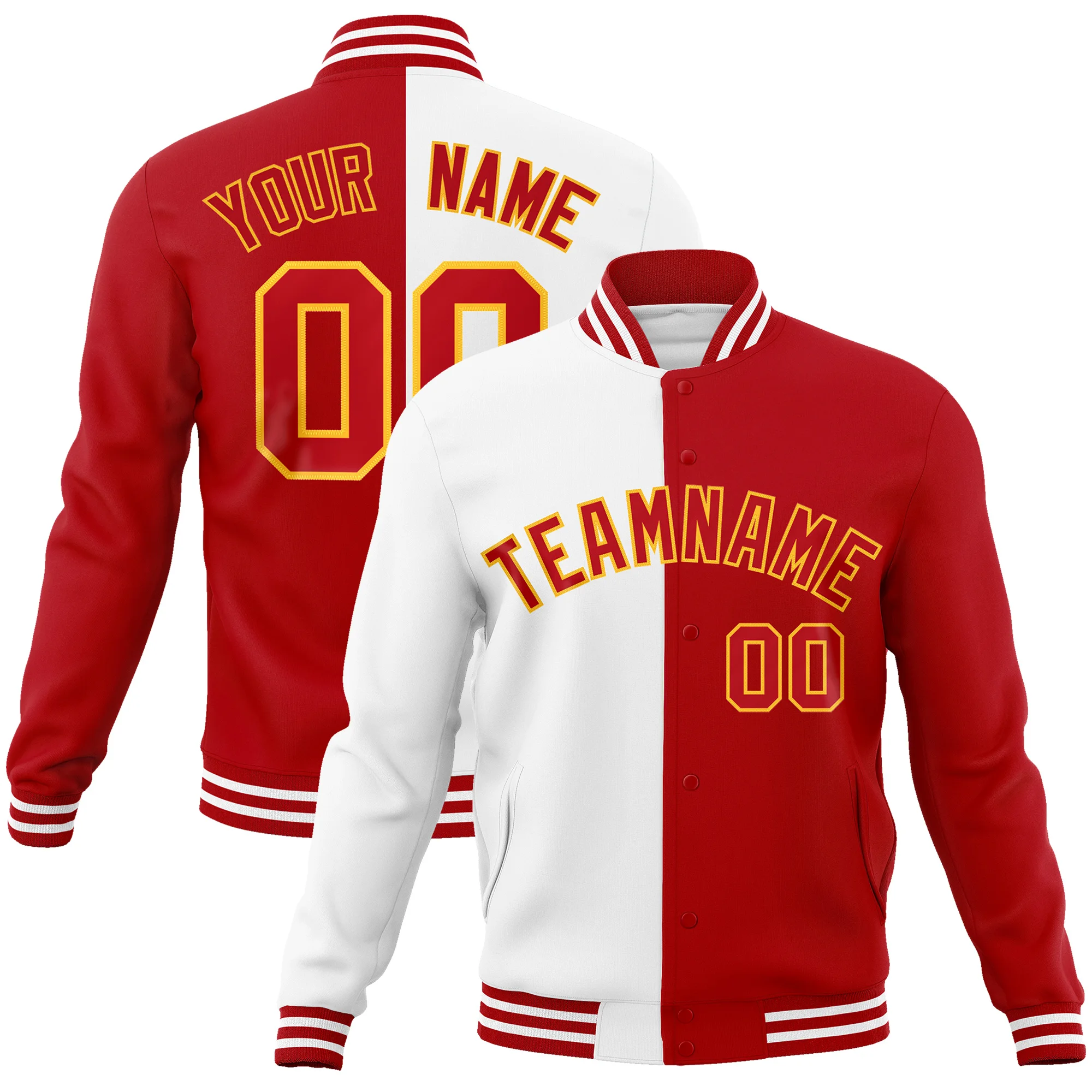 

Custom Baseball Jacket Split Cotton Jacket Personalized Team Name Number Logo Fashion Coats Big Size