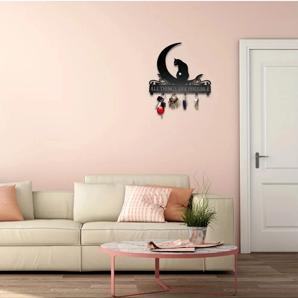 

Metal Family Name Hanger Key Hooks Cat Last Name Sign, Metal Key Holder Wall Hanging, Entryway Coat Rack, Wall Key Hooks