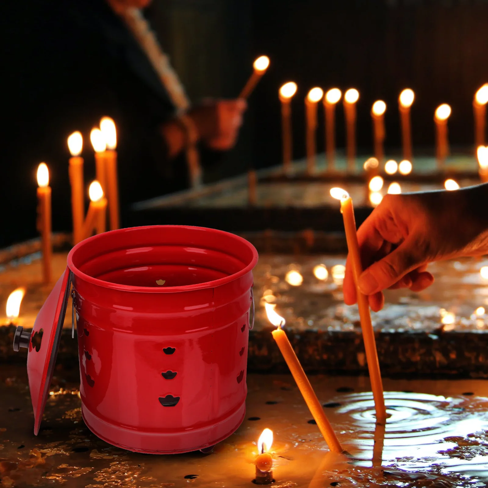 

Enamel Burning Gold Barrel Money Incinerator Bucket Stainless Steel Chinese Sacrifices Worship Furnace Paper Container