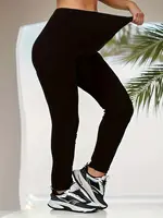CUHAKCI European and American Fashion Solid Color Bottom Pants Plus Size High Elastic Casual Simple Sports Crop Pants - Image 6