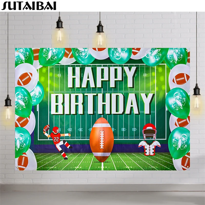 Decorazione Del Contesto Di Calcio Super Football Bowl Game Day Touchdown Sports Fan Supplies Boy Birthday Party Background Photobooth