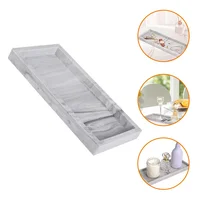 Bathroom Vanity Tray Kitchen Living Dresser Key Cosmetics Ring Storage (marble - Random Texture) Silicone Desk 1