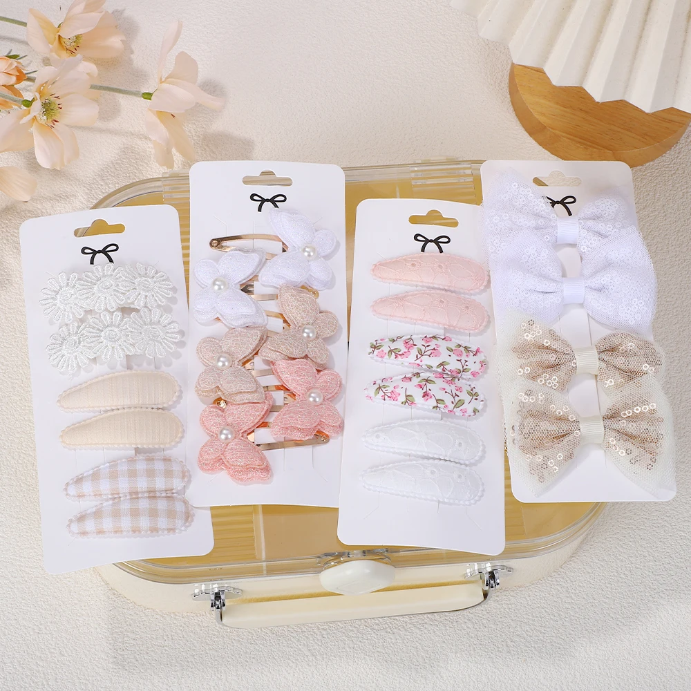 RAINBOW BOWS 4/6 Stück Kinder BB Haare Clips Set Häkeln Schmetterling Legierung Perle Kinder Haarnadeln Mode Mädchen Boutique Kopfbedeckung