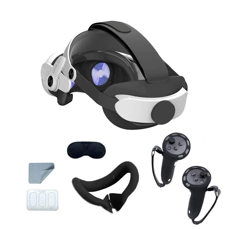 GOMRVR-funda protectora de silicona para Oculus Quest 3, correa ajustable  para la cabeza, accesorios VR, juego de 6 piezas - AliExpress