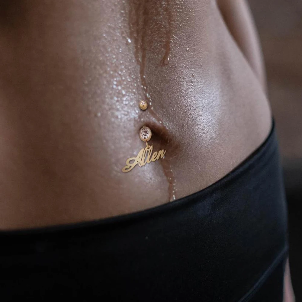 Customized Curved Name Navel Nail Stainless Steel Jewelry Sexy Belly  Piercing Pendant for Womens Body Jewelry for Girlfriend - AliExpress 36