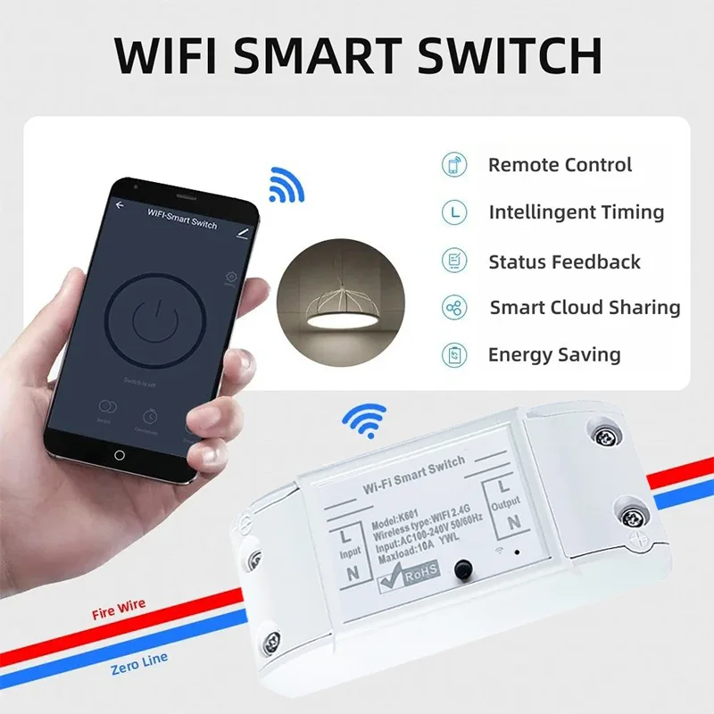 Tuya Smart Home 10A Wifi Wireless Remote Switch Breaker 1/2/3 Gang Wireless Wall Switch Support Alexa Google Home Smart Life APP