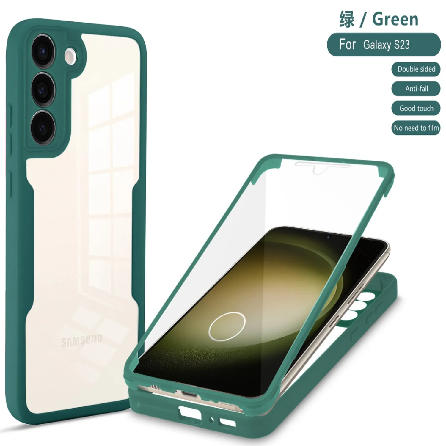 360° Shockproof Transparent Phone Case with Built-in Screen Protector