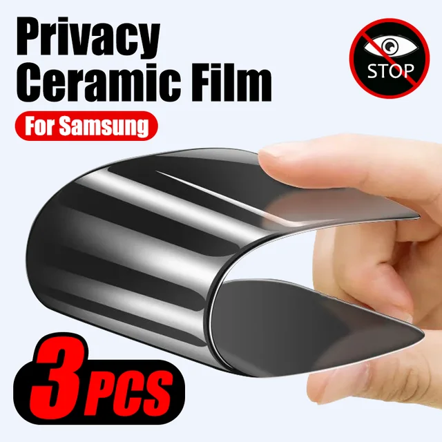 Protection d'écran anti-espion pour Samsung Galaxy, film céramique, confidentialité, pas de verre, S24, S23 Ultra Plus, A54, A34, A52, A32, A12, 3 pièces 1