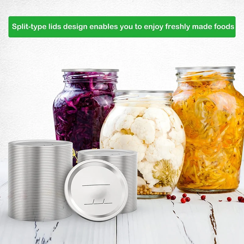 Canning Lids Regular Mouth For Ball/Kerr Jars Split-Type Metal Jar Lids Silicone Seals Silver