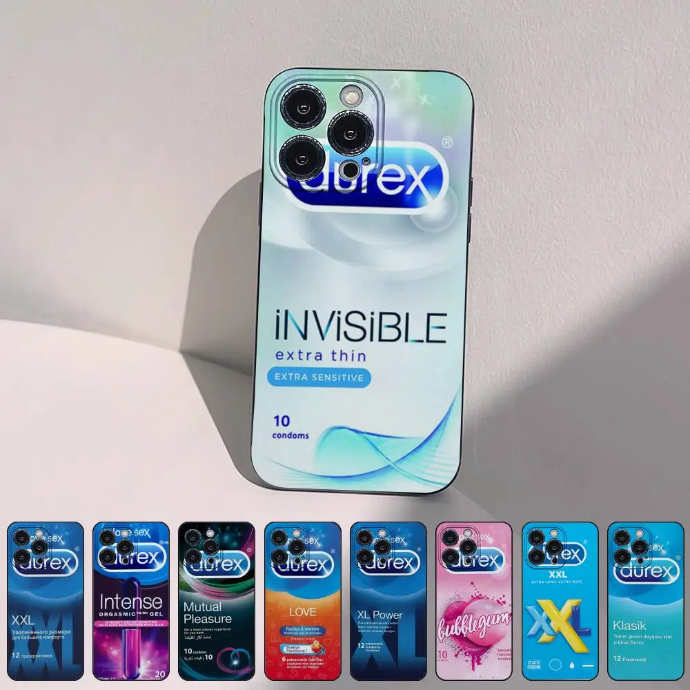 Sexy condom D-Durex box Mobile Phone Cases for iPhone 15 14 13 Pro Max 11 12 Mini X Xs XR Se 2022 Silicone Soft Shell