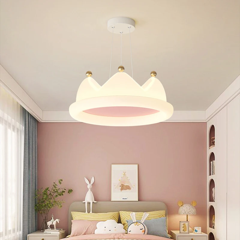 Nordic-Princess-Room-Chandeliers-Pink-Crown-Lamps-Modern-Warm-Romantic ...