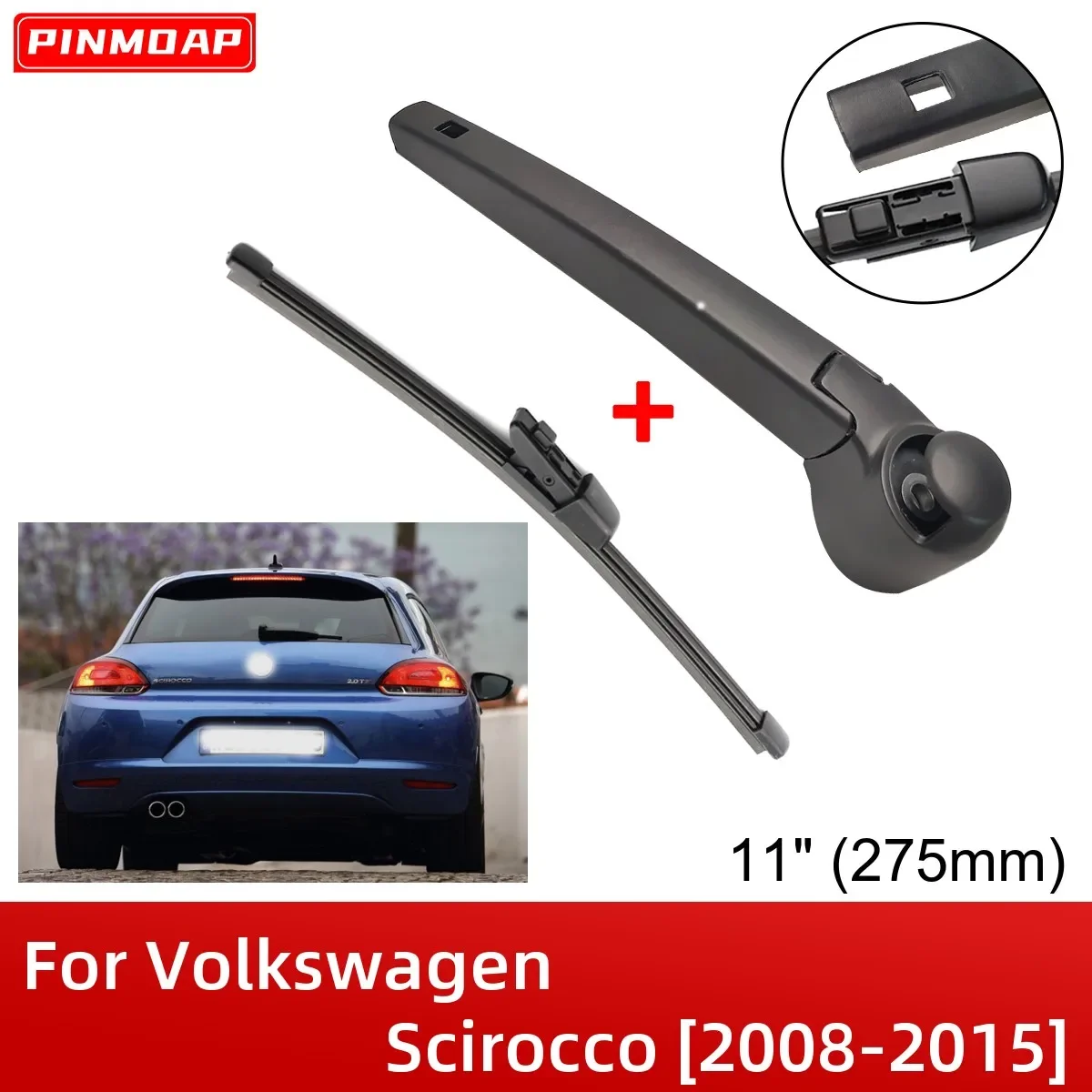 Kit Spazzola E Braccio Tergicristallo Posteriore Da 11 "275Mm Per Volkswagen Scirocco 2008-2015 Parabrezza Parabrezza Portellone Finestra Spazzola Ant