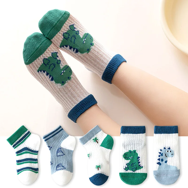 5 Pairs/Lot Children Socks Boy Girl Baby Fashion Cotton Solid Wild Soft Cozy Breathable For 1-12Y Summer Kids Casual Mesh Socks 3