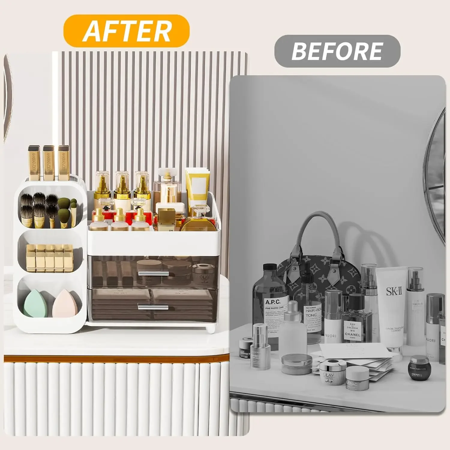 Makeup Organizer with Drawers for Vanity, Make Up Storage Kit, Spacious Cosmetic Display Case, Perfect Storage Solution 4