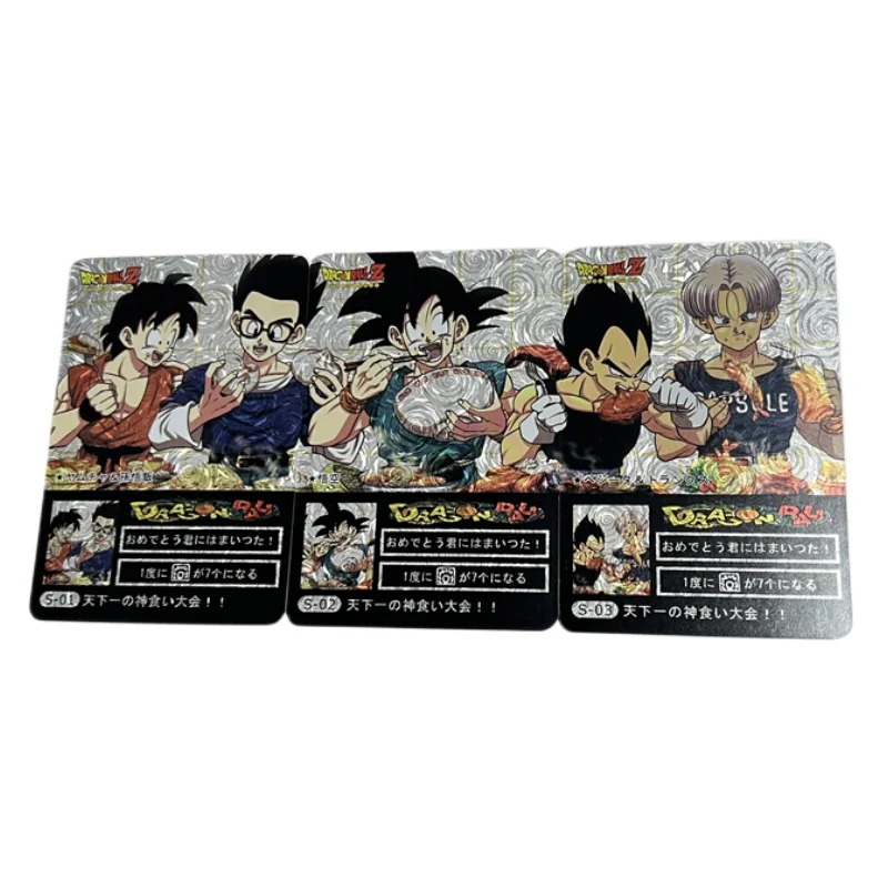 

3pcs/set Dragon Ball Goku Goten Gohan Torankusu Bejīta Yonsei Flash Card Animation Characters Classics Anime Collection Cards