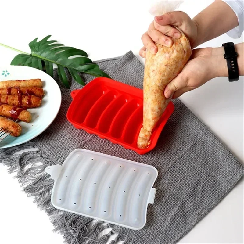 Silicone Sausage Maker Mold, Handmade Hamburger Hot Dog  Reusable Kitchen Accessories, Gadget for Cake Baking Pie, DIY