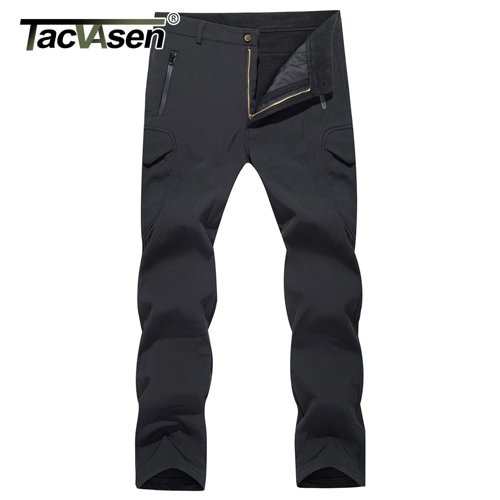 Winter Men Casual Pants Soft-shell Work Waterproof Fleece Lining Multiple Pockets Camping Hiking Outdoors Trousers TACVASEN casual pants,sports pants,tactical pants