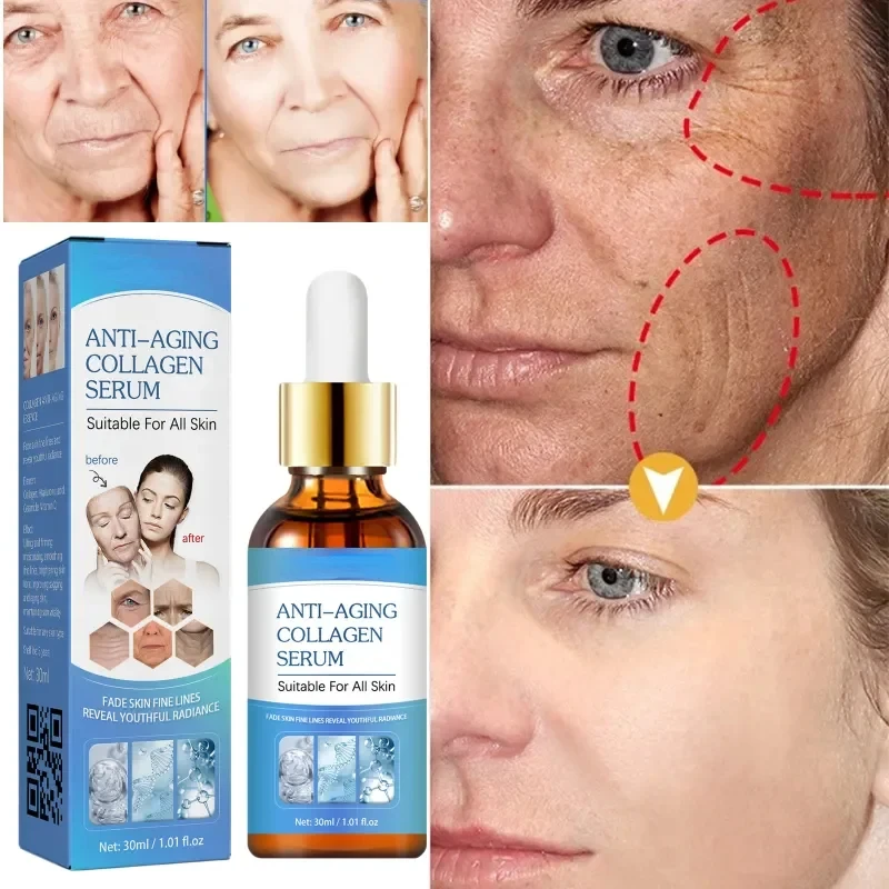 Wrinkle Remove Face Serum Collagen Instant Anti-Aging Facial Lift Firm  Fade Neck Forehead Fine Lines Whiten Brighten