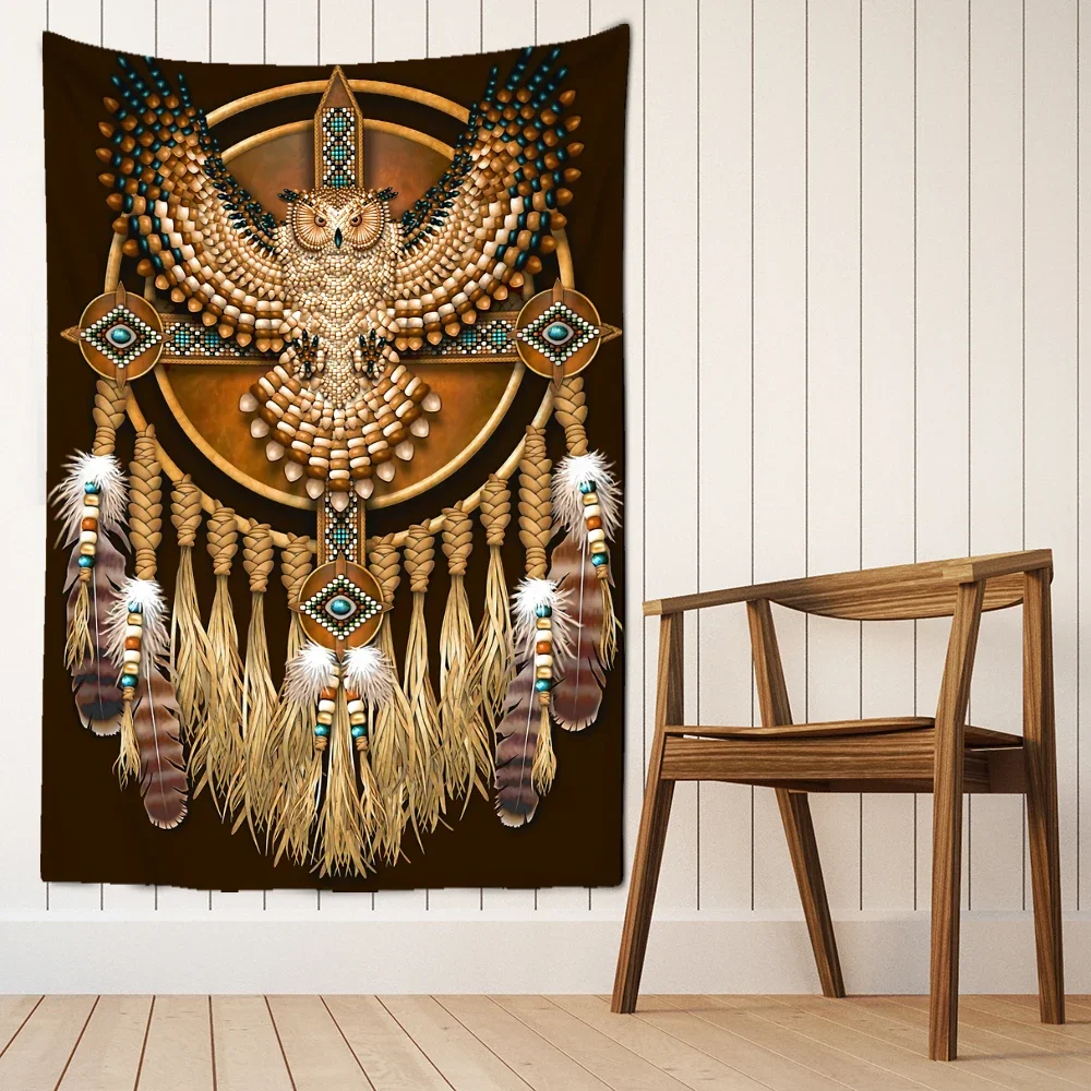 

Owl Windbell Tapestry Wall Hanging Psychedelic Magic Bohemian Art TAPIZ Bed Sheet Dormitory Home Decor