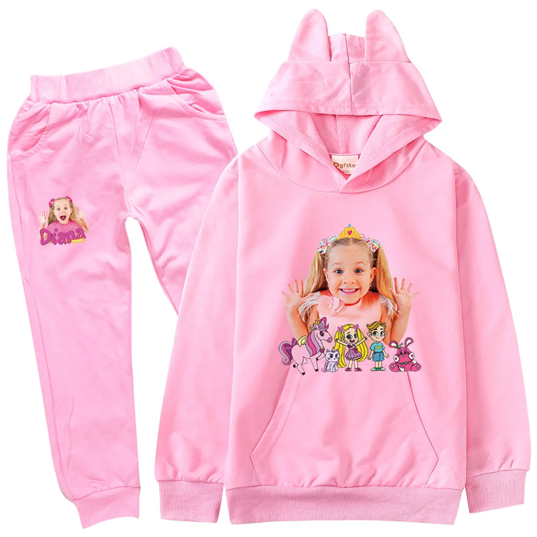 

Lovely Diana Y Roma Show Clothes Kids Cartoon Cute Hoodie+Jogging Pants 2pcs Set Toddler Girls Outfits Teenager Boys Tracksuits