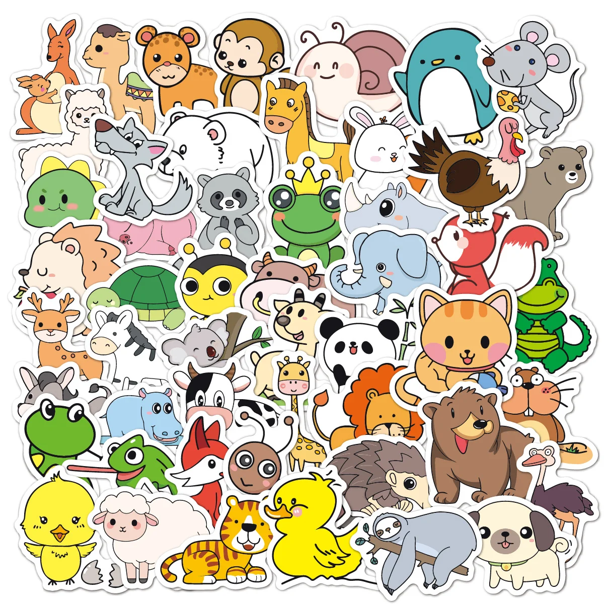 50 cartoon animal stickers, suitable for bedrooms, stationery, scrapbooks, laptops, refrigerators, suitcases, and mobile phones