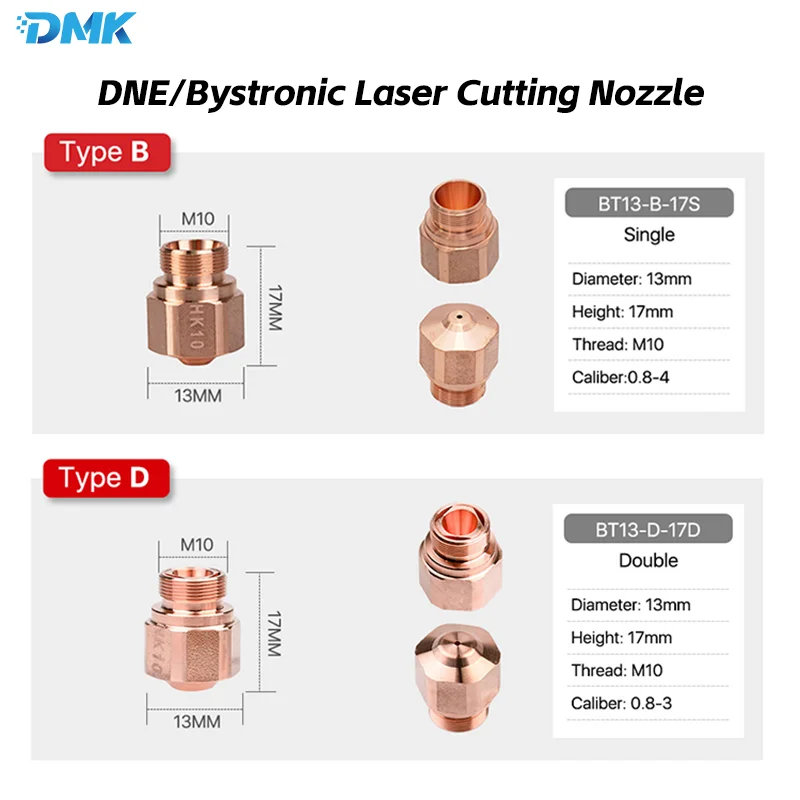 

Laser Cutting Nozzle D13 H17 M10 Bystronic NK Type DNE HK Type Nozzles Single/Double Layer For Fiber Laser Cut Machine