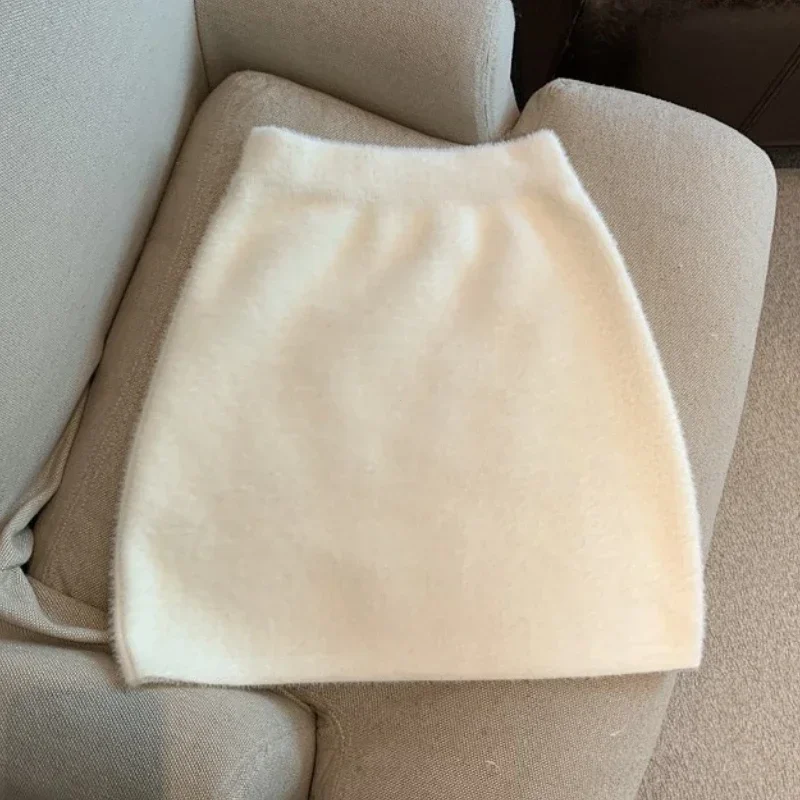 Mini jupe en fourrure de vison tricotée pour femme hiver – Image 6