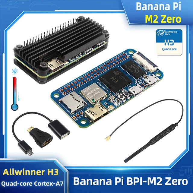  Banana Pi BPI-M2 Zero Quad-Core Open Source Single Board  Computer Allwinner H2+ Compatible with Raspberry Pi Zero (BPI-M2  Zero+Heatsink+Power) : Electronics