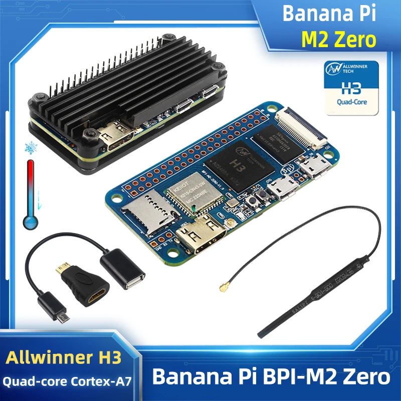 Banana pi m2 Zero Bpi-m2 Zero Alliwnner h3 Cortex-a7 Wifi e bt Mesmo Tamanho do Raspberry pi Zero Estojo Opcional Fonte de Alimentação w