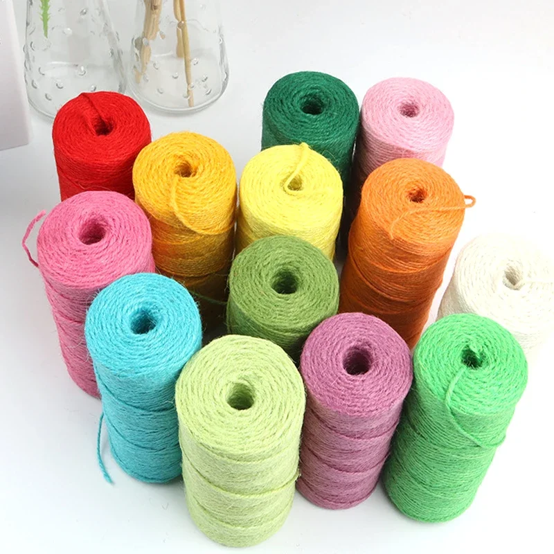 100M Jute Rope Colorful Natural Burlap Hessian Cord For Artworks DIY Craft Picture Display Gift Wrap jute rope