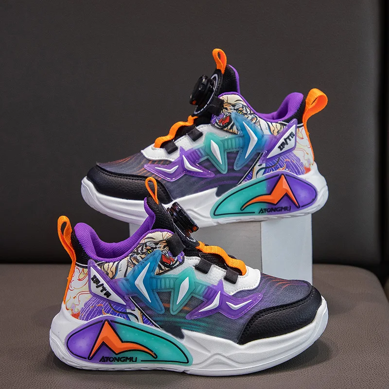 

2023 New Running Shoes For Boy Quick Lacing Sport Shoes Children Anti Slip Teenager Trainers Designer Boys Sneakers