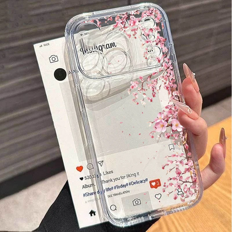 Peony Flower Lily Clear Phone Case with Elegant Pattern