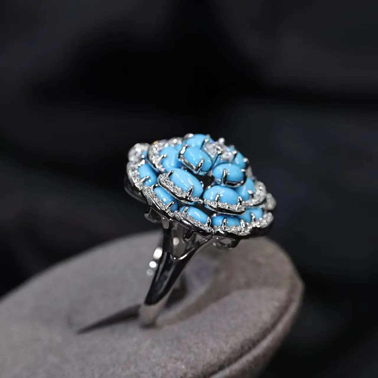 WUIHA Vintage 100% 925 Sterling Silver Lab Sapphire Turquoise High Carbon Diamonds Gemstone Wedding Engagement Ring Fine Jewelry 3