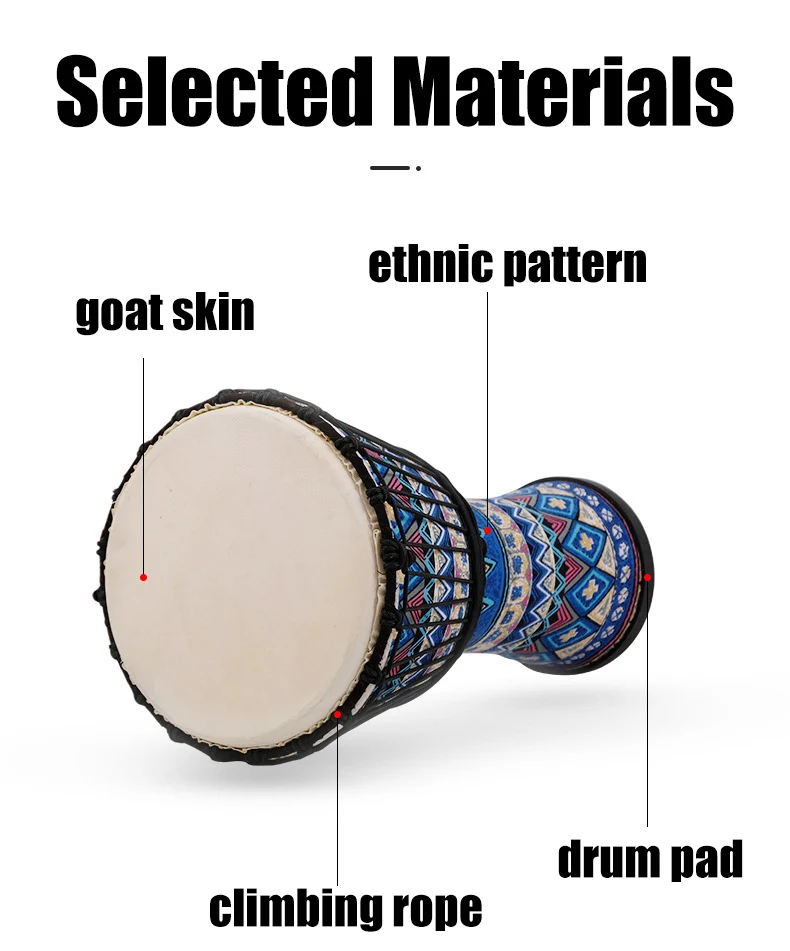 Inches portable goat leather african drum djembe hand drum with colorful art patterns percussion musical