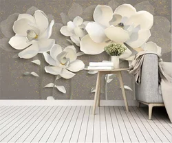 Customized home decorate 3d wallpaper fashion atmosphere three-dimensional jewelry flower TV background wall 3d wallpaper