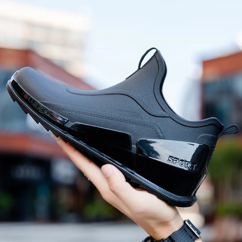 

New Waterproof Rain Boots Men Fashion Rain Boots Non-slip Kitchen Takeaway Water Shoes Thick-soled Overshoes Fishing Rubber Shoe