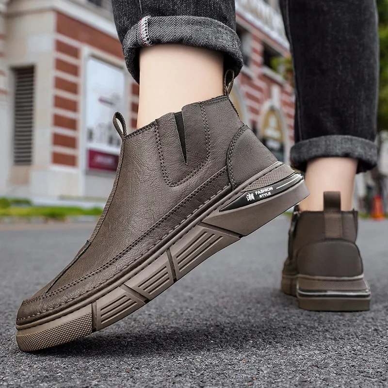 

Men's shoes fall and winter new men's plate shoes British style high-top casual men thick bottom work tide shoes