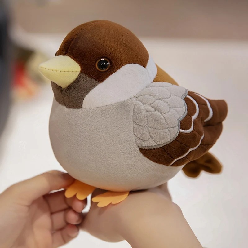 Lifelike Fat round Sparrow Plush Toy Stuffed Animal Doll Soft Bird Pillow Cute Simulation Gift for Girls And Boys Birthday
