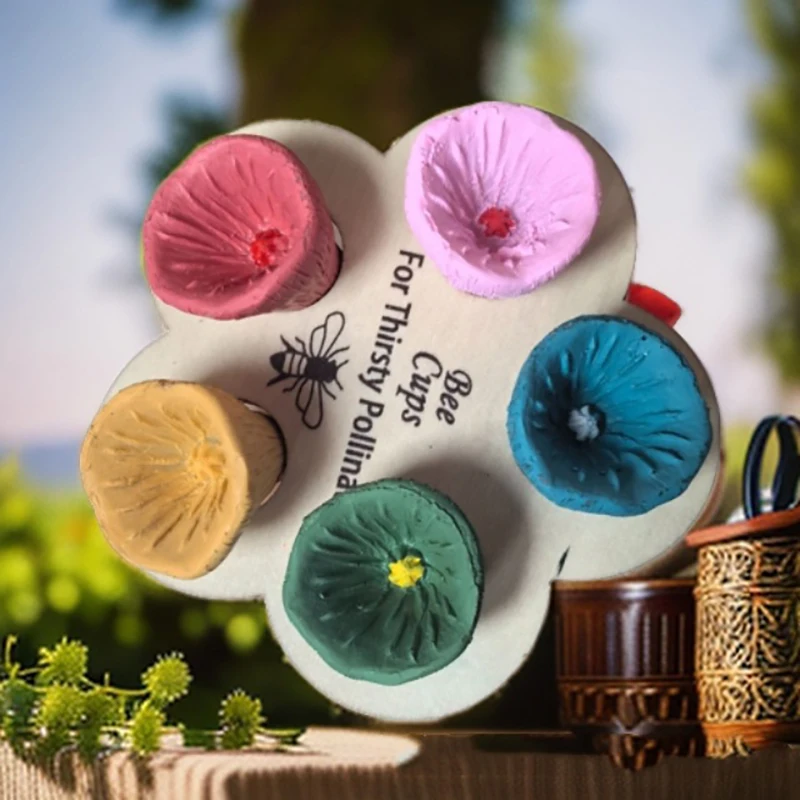 5Pcs Bee Insect Drinking Cup Resin Flower For Beekeeping