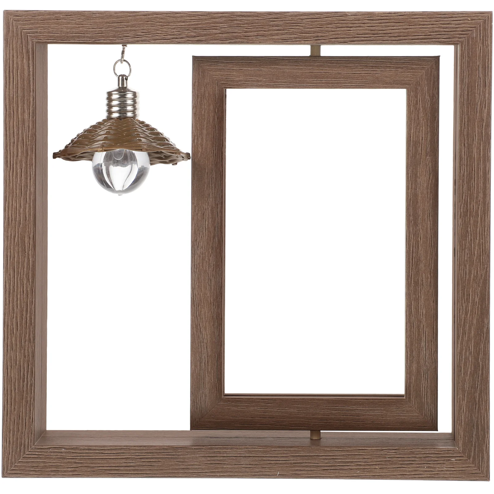 

Double Sided Rotating Photo Frame Wooden Picture Frames for Office and Home Desk Tabletop with Lamp