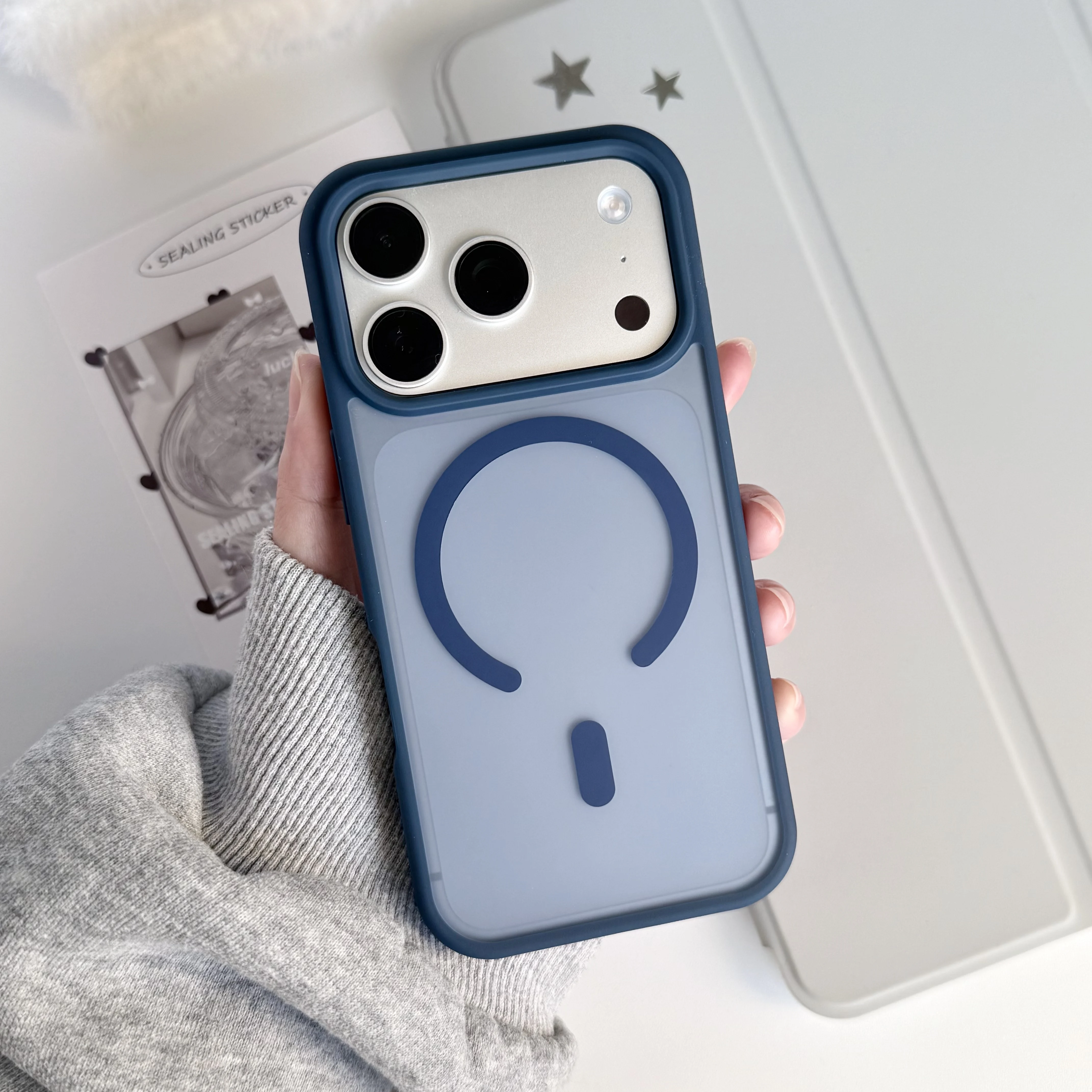 Magnetic Matte Clear Shockproof Translucent Case with MagSafe Compatibility